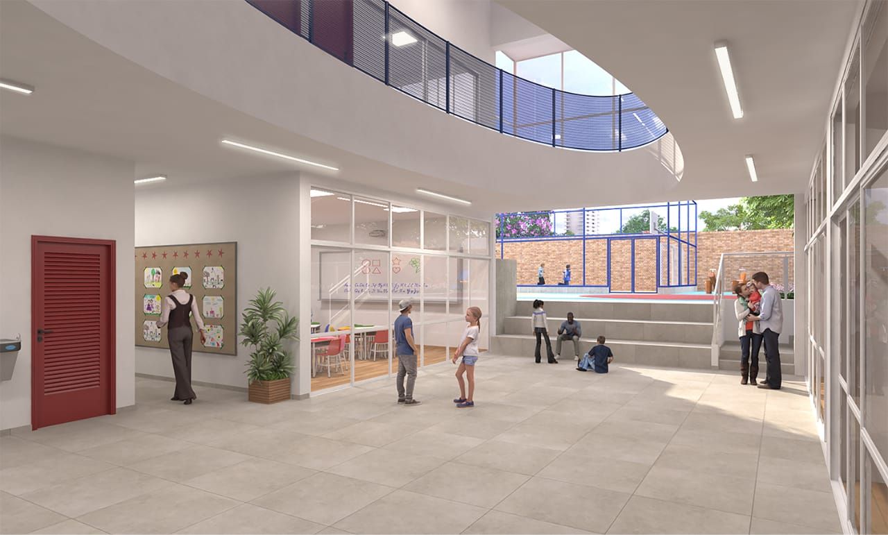 Perspectiva do hall de circulação